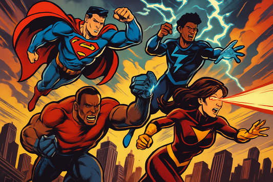 cuadro de super heroes